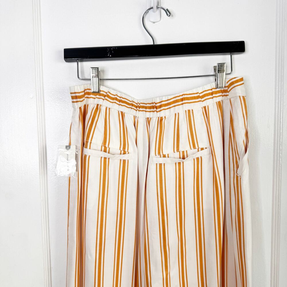 MAEVE Sunshine Wide Leg Satin Striped Pants Yellow White NEW Anthropologie 8 NWT - Picture 12 of 16